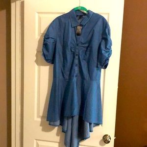 Ashley Stewart Fishtail Denim plus size blouse, size 18.